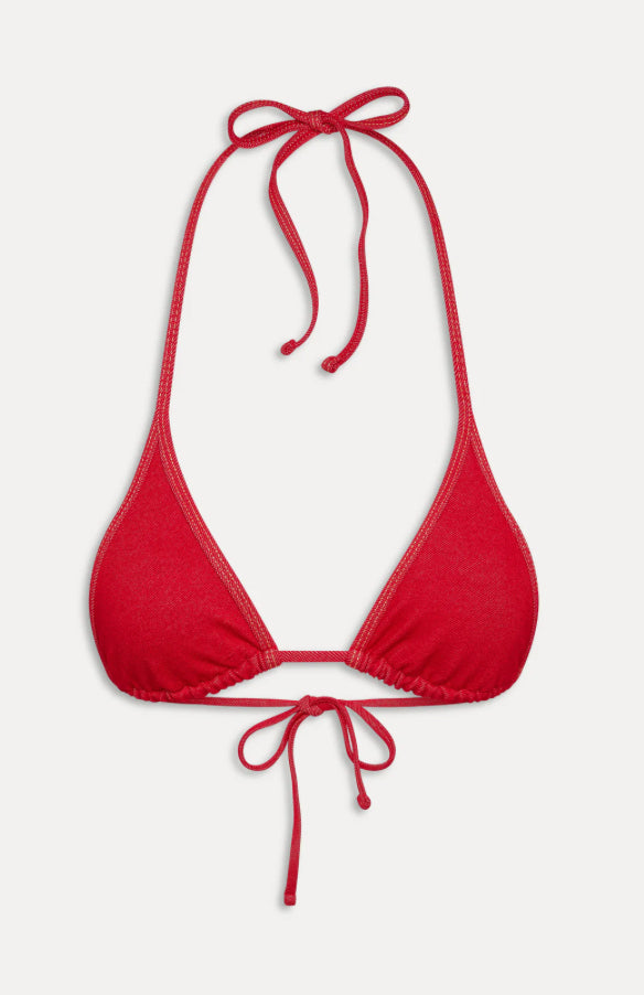Frankie’s Bikinis Paradise Denim Halter Bikini Top