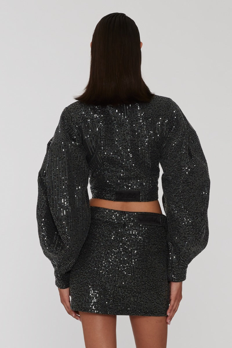 Rotate-Twill Sequin Jacket