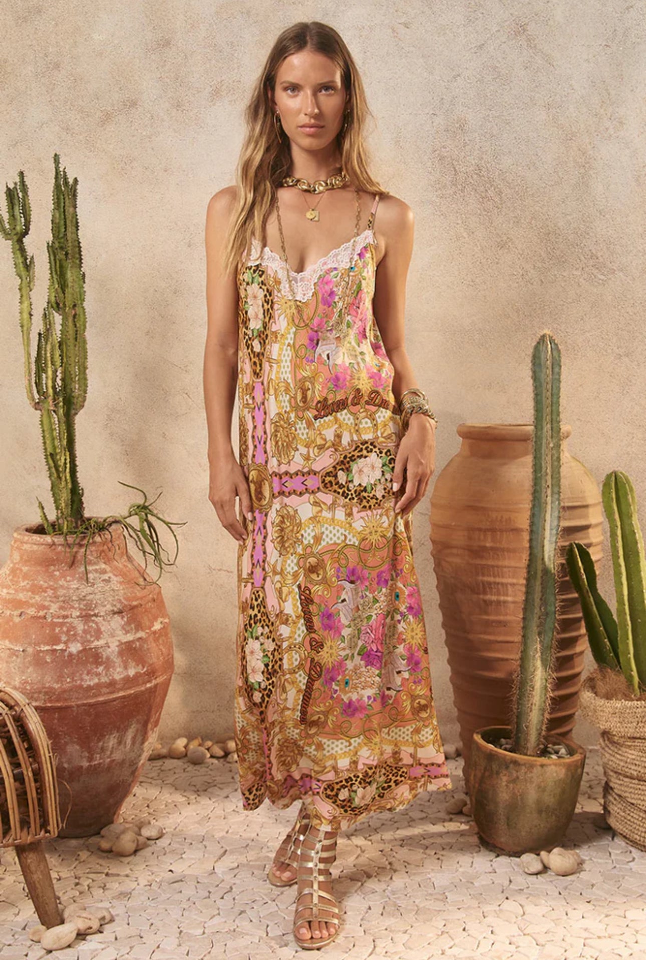SPELL LOVERS & DREAMERS STRAPPY MAXI DRESS Champagne Peach – Unfallen