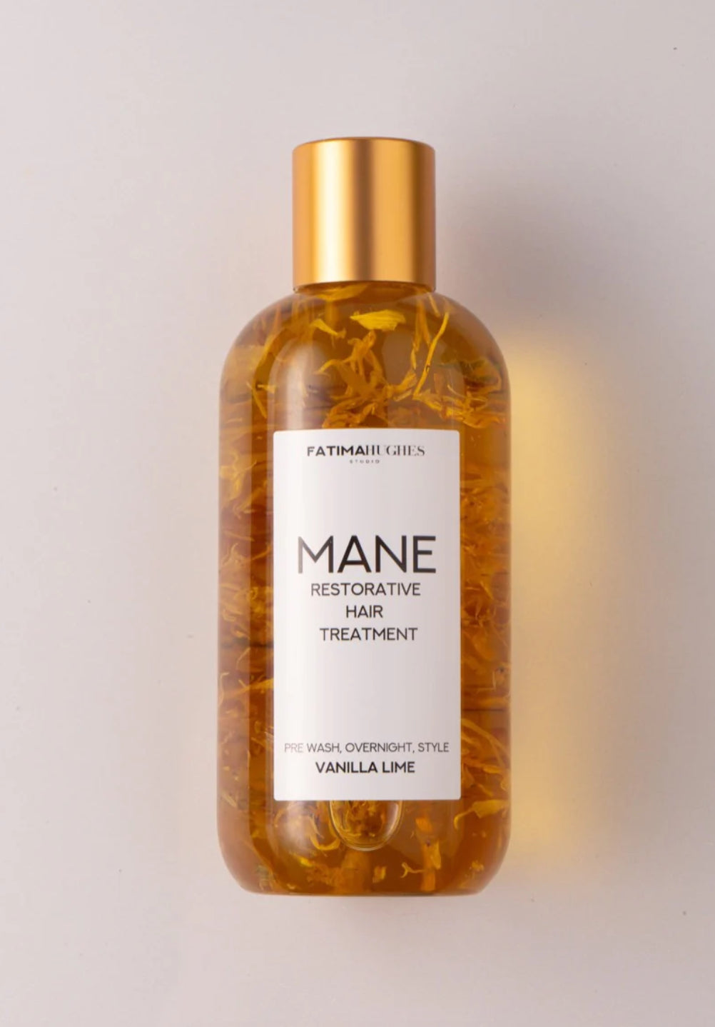 Fatima Hughes Studio MANE Restorative Hair Treatment Oil- A Vanilla Lime Scent.