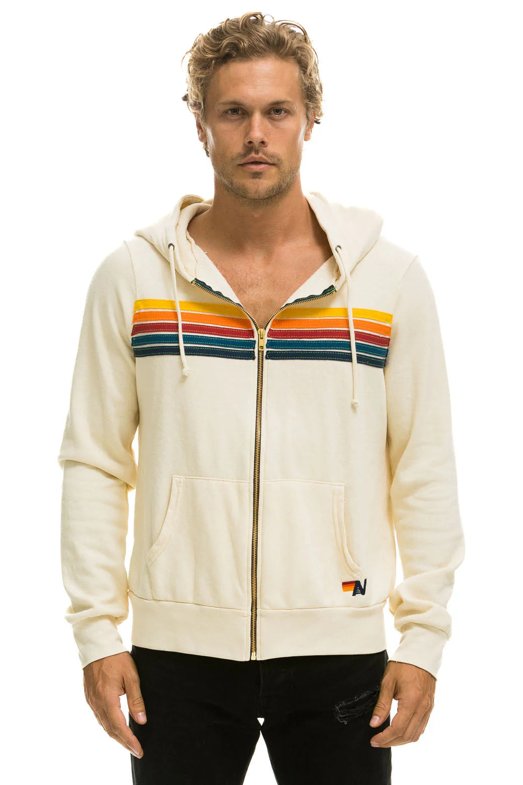 Aviator Nation 5 Stripe Zip Hoodie