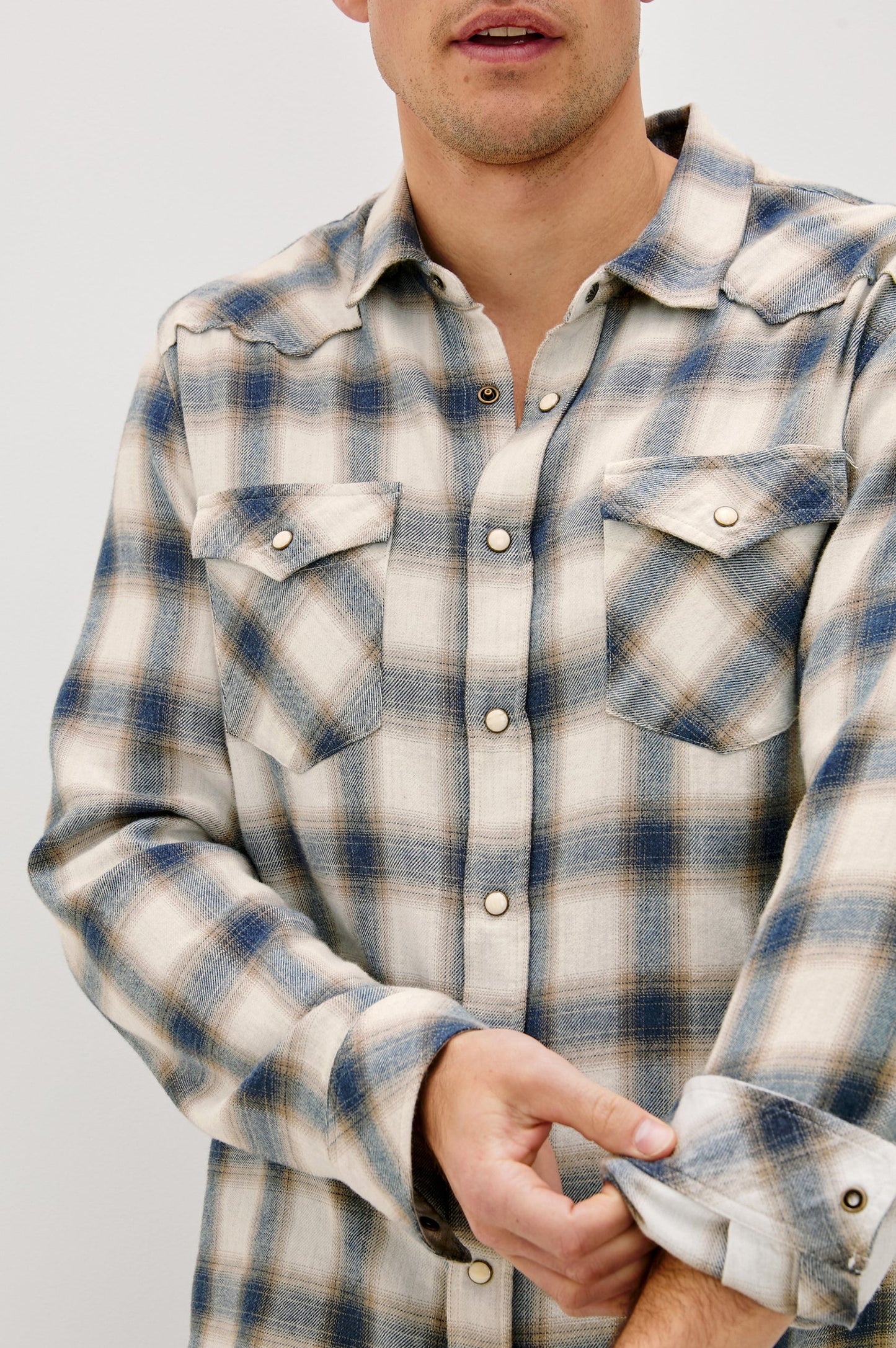Rails Roy Shirt in Wheat Marine Heather