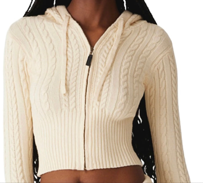 FRANKIES CABLE KNIT French Vanilla Hoodie