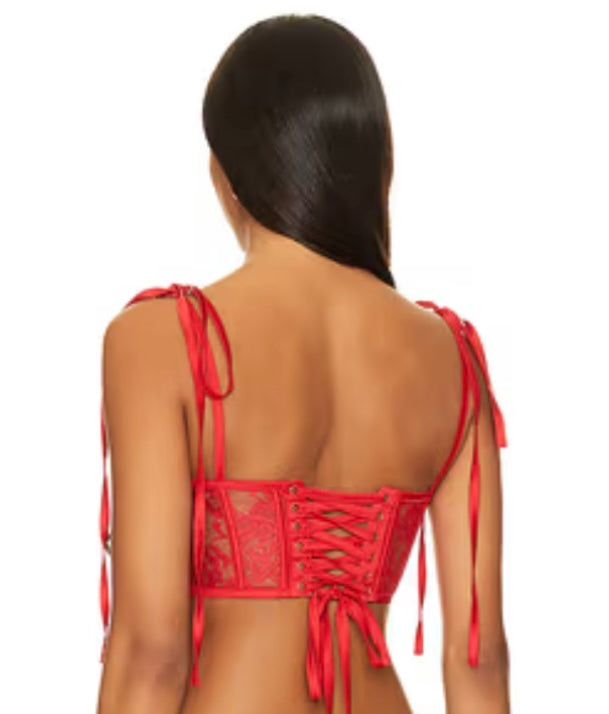 For LOVE & LEMONS RED CORSET FLOWER TOP