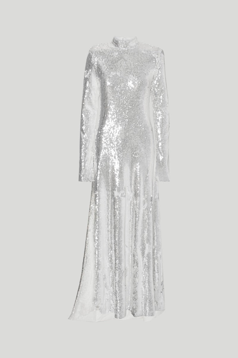 Rotate Silver Sequins Maxi Dress