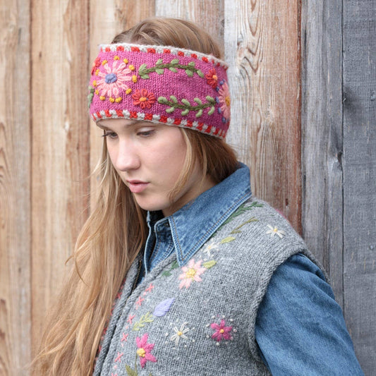 Abigail Headband – Embroidered Wool Ear Warmer