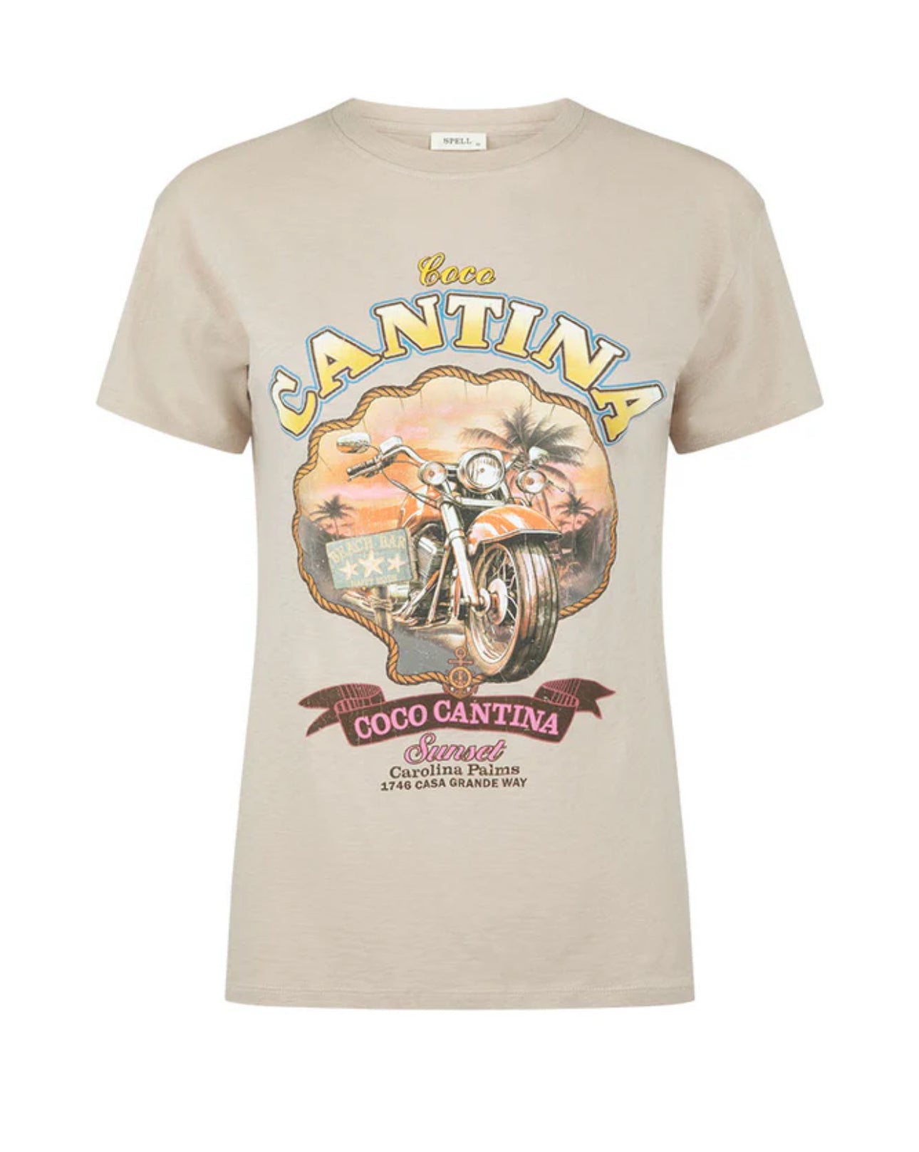 SPELL Coco Cantina Biker Tee - Taupe