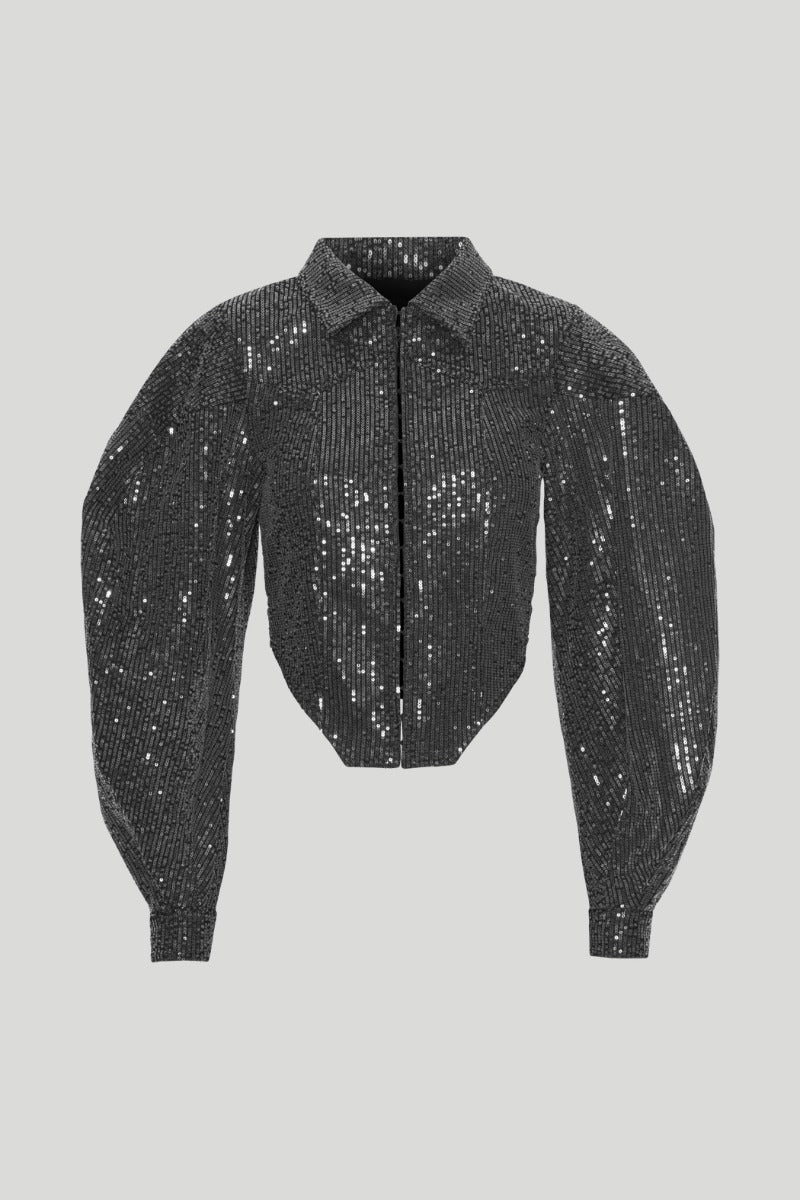 Rotate-Twill Sequin Jacket