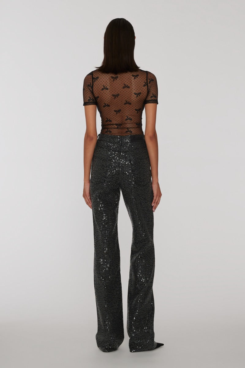 ROTATE TWILL SEQUIN JEANS BLACK