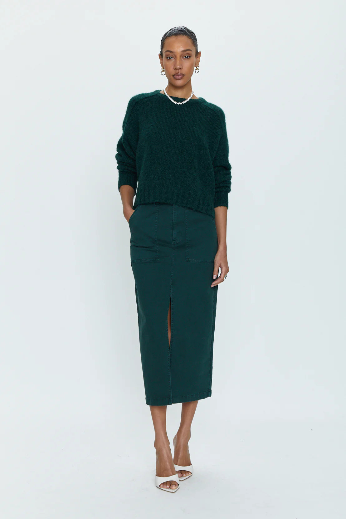 Pistola PAMELA SKIRT UTILITY MIDI SKIRT - PINE