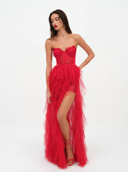 For Love & Lemons Red Bustier Dress