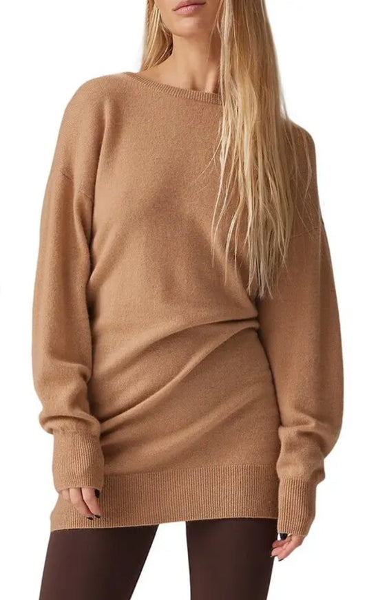 COLORUSH Queen Cashmere Mini Dress - Camel