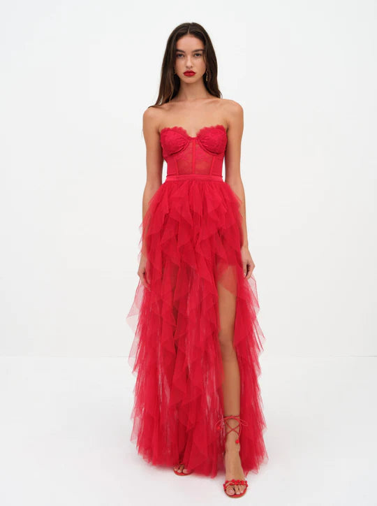 For Love & Lemons Red Bustier Dress