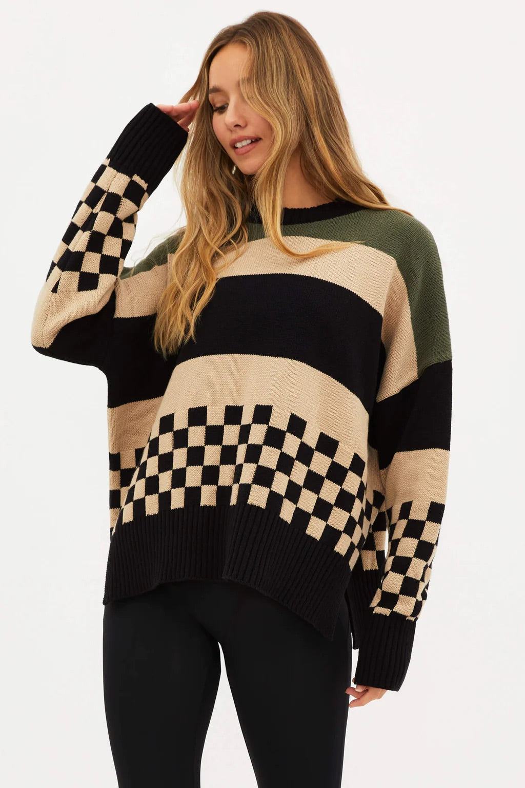 BEACH RIOT CALLIE CHECKERBOARD SWEATER