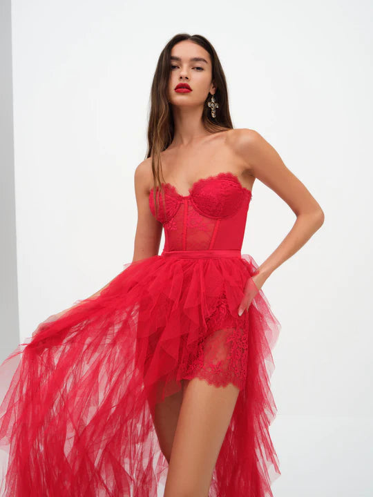 For Love & Lemons Red Bustier Dress