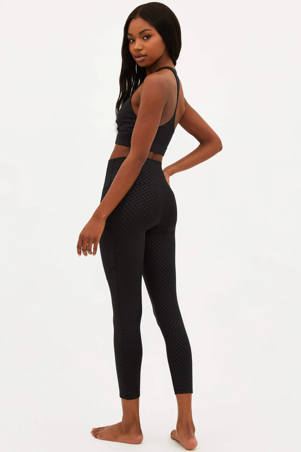 BEACH RIOT Black Check Active Legging