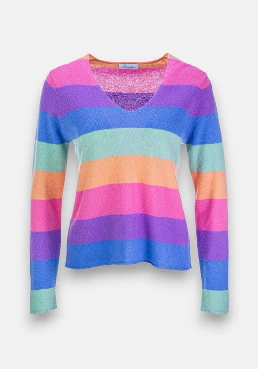 COLORED STRIPED SWEATER IN PURE CASHMERE