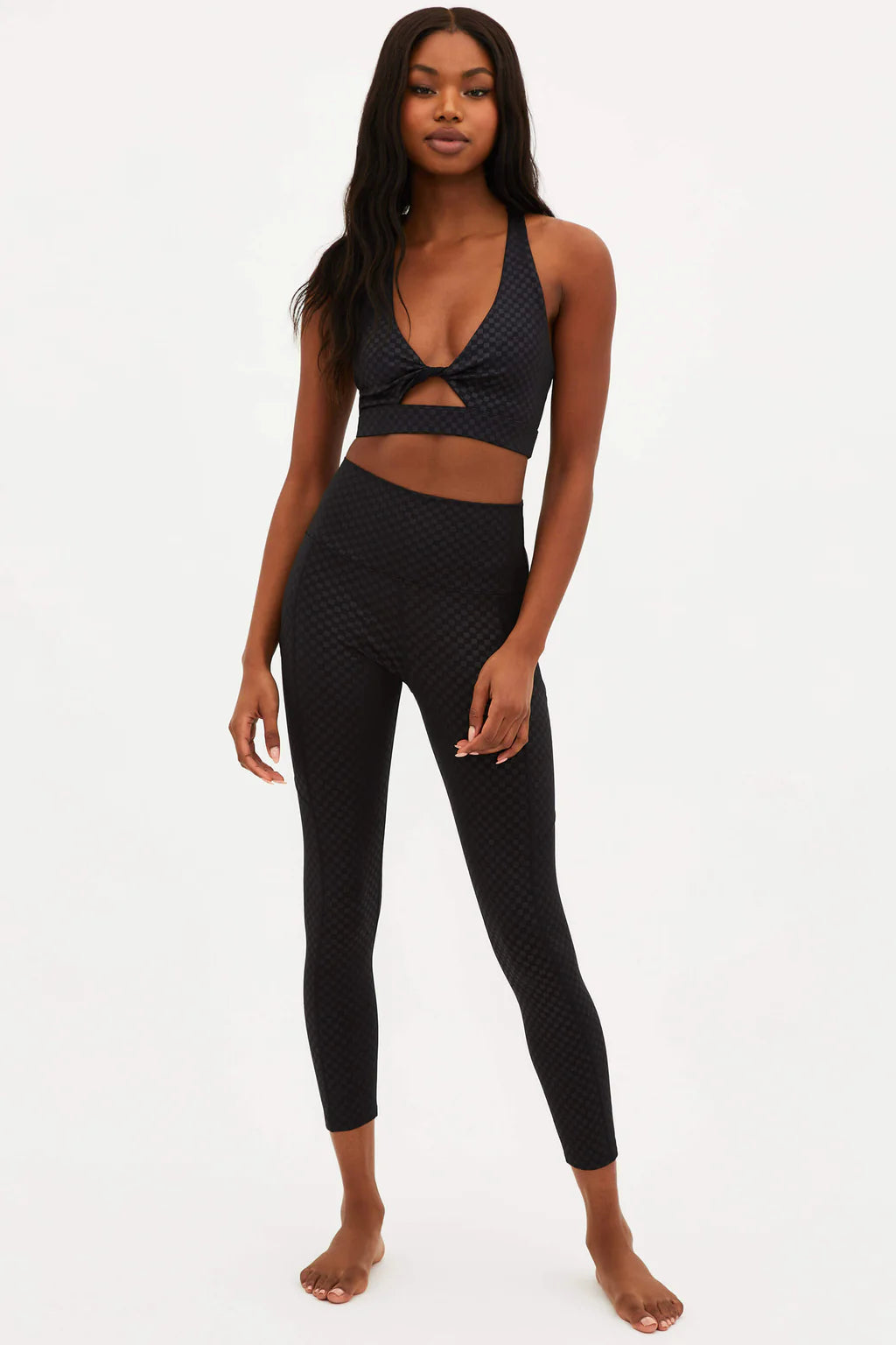 BEACH RIOT Black Check Active Legging