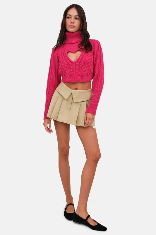 For Love& Lemons Vera Heart Sweater