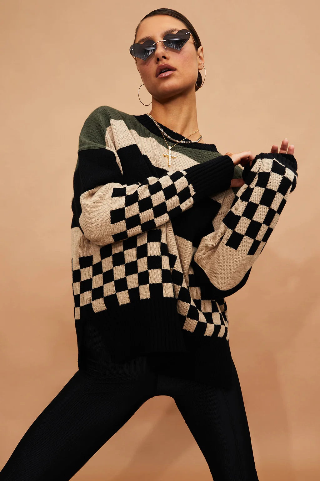 BEACH RIOT CALLIE CHECKERBOARD SWEATER