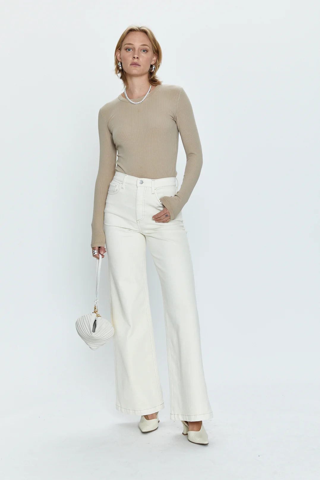 Pistola Lana High Rise Ultra Leg Pant in Ecru