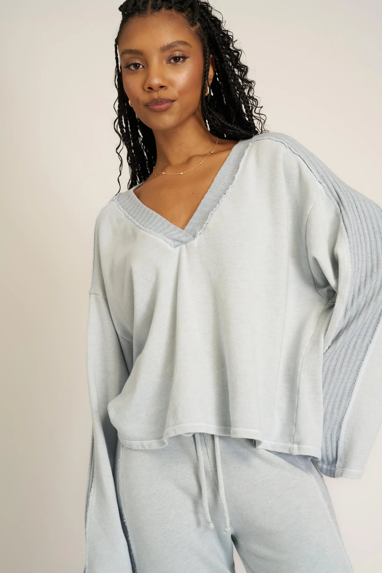 Project Social T Get Ready Mixed V-Neck Pullover