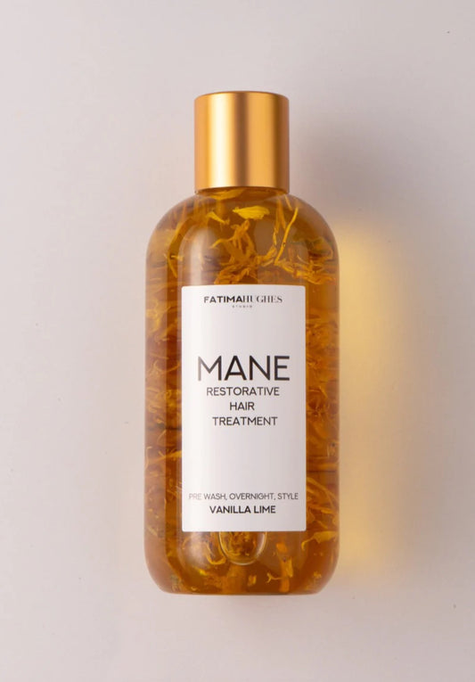 Fatima Hughes Studio MANE Restorative Hair Treatment Oil- A Vanilla Lime Scent.