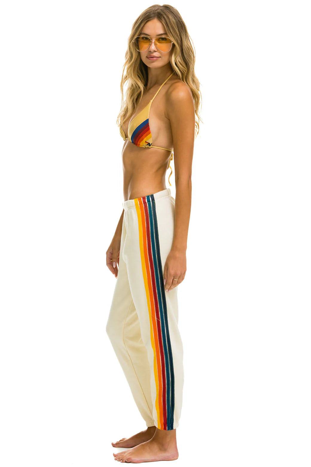 Aviator Nation 5 Stripe Vintage White Sweatpants