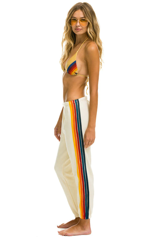 Aviator Nation 5 Stripe Vintage White Sweatpants