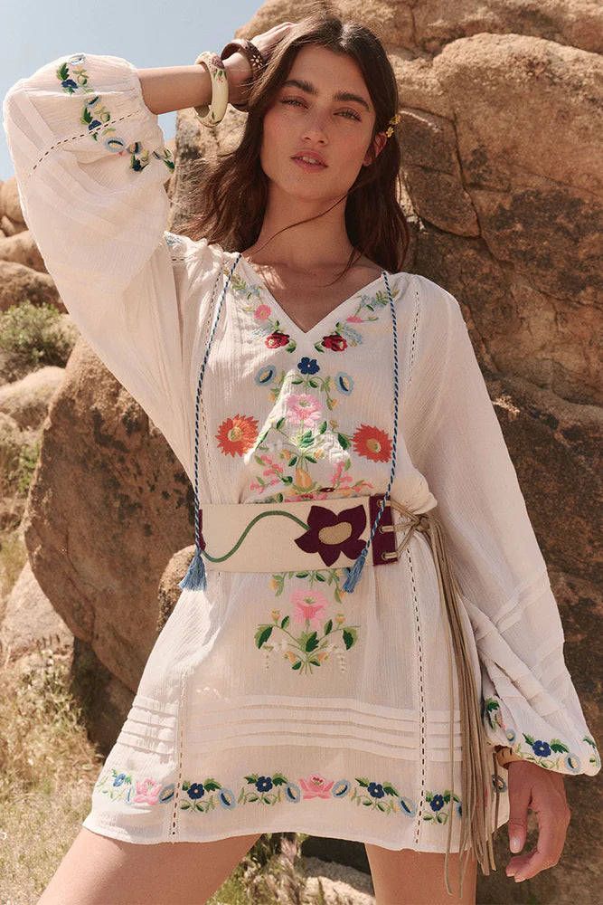 Spell Florapaloosa Embroidered Tunic Dress