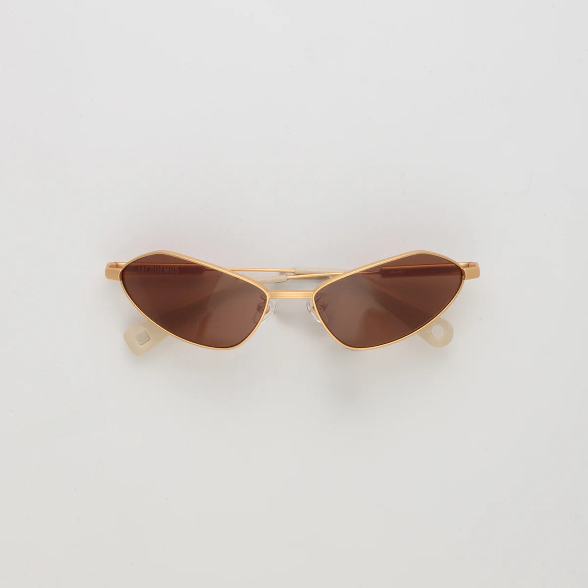 Jacquemus Bambino Angular Metal Sunglasses in Matt Gold