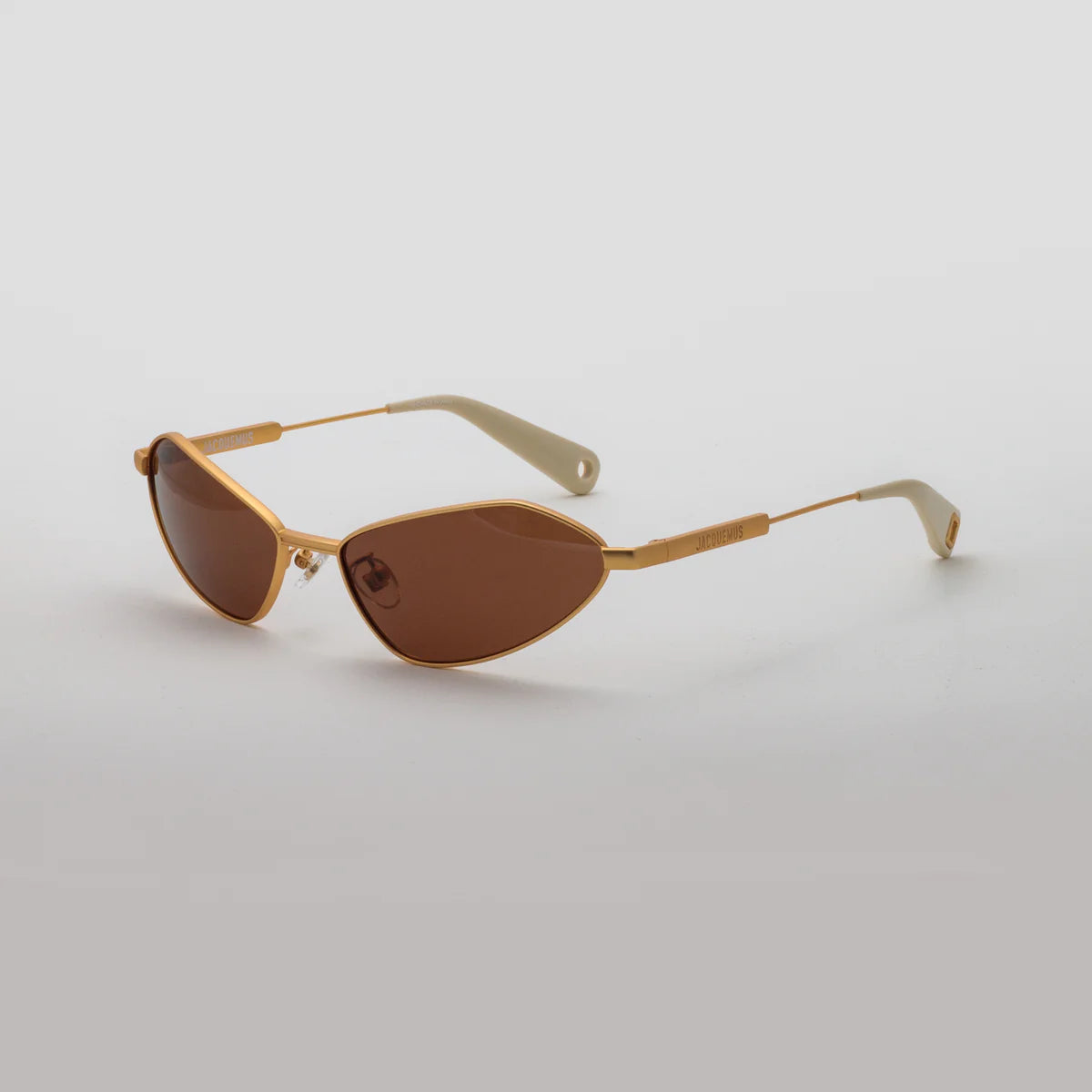 Jacquemus Bambino Angular Metal Sunglasses in Matt Gold