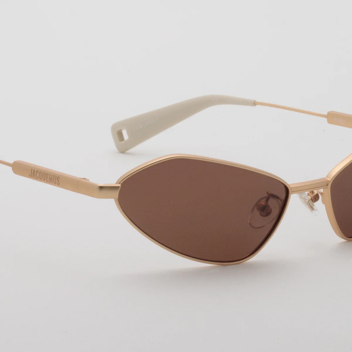 Jacquemus Bambino Angular Metal Sunglasses in Matt Gold