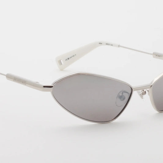 Jacquemus Bambino Angular Metal Sunglasses in Silver