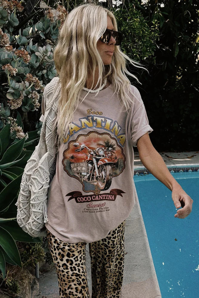 SPELL Coco Cantina Biker Tee - Taupe