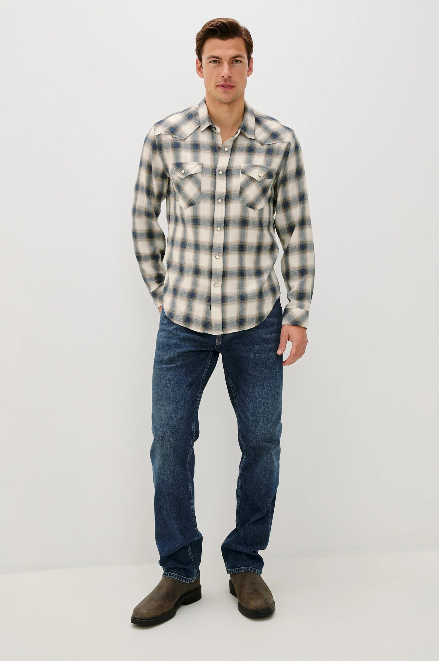 Rails Roy Shirt in Wheat Marine Heather