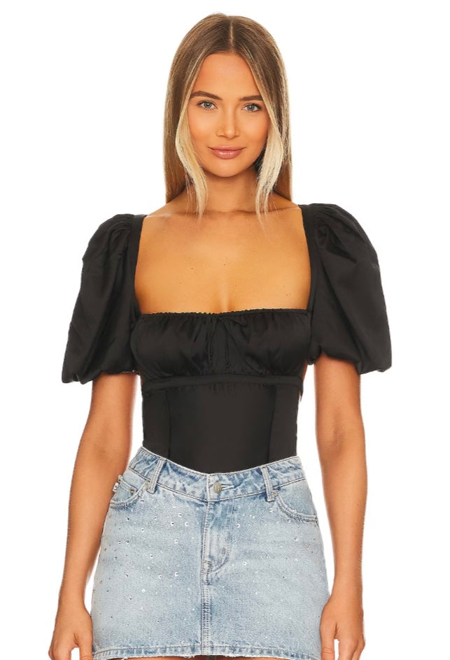 For Love & Lemons Black Danny Bodysuit