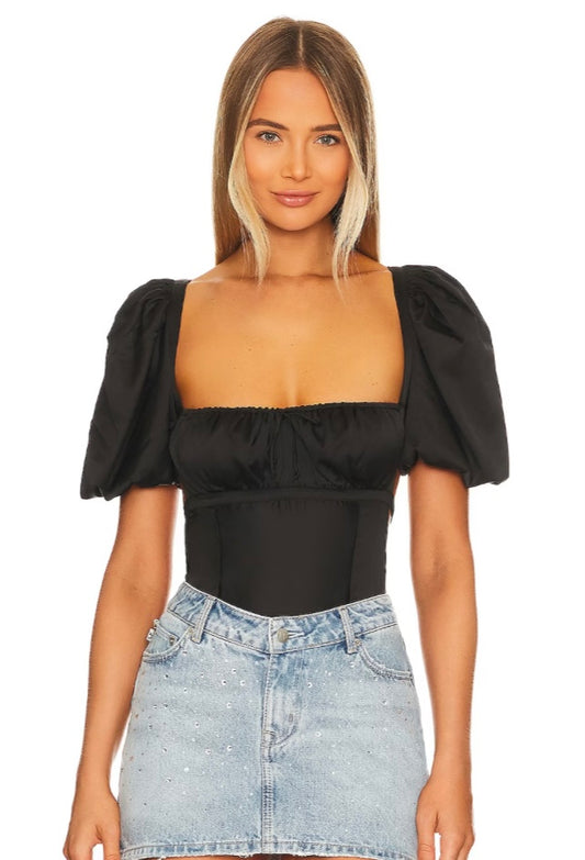 For Love & Lemons Black Danny Bodysuit