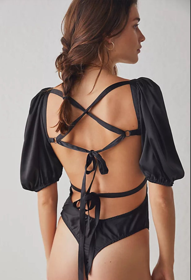 For Love & Lemons Black Danny Bodysuit