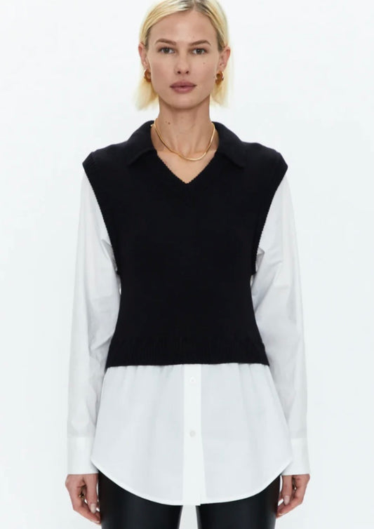 PISTOLA SOFIE VEST with Poplin Shirt black&white