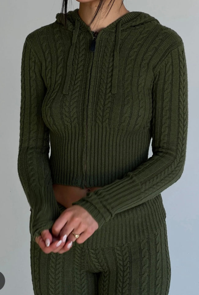 FRANKIE’s Amiee Cloud knit Dark Green hoodie