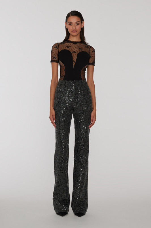 ROTATE TWILL SEQUIN JEANS BLACK