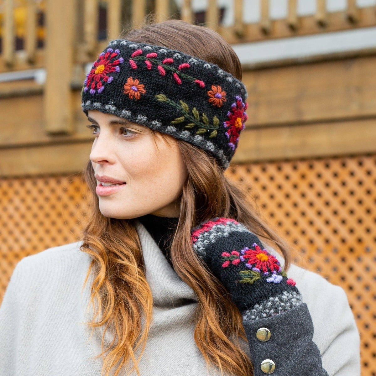 Abigail Headband – Embroidered Wool Ear Warmer